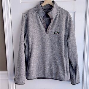 Men’s XL L.L. Bean Gray Pullover sweater fleece 3/4 button neck warm spring